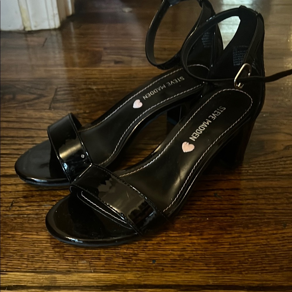 Steve Madden Girls Black Patent Leather Heels. Worn once!